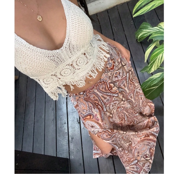 Boho paisley Print Split thigh Maxi Skirt - Picture 6 of 8